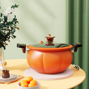 Casserole en alliage d'aluminium écologique en forme de citrouille avec couvercle en verre et double poignée pour la cuisine à domicile 5L 8L - Product Image 5