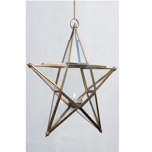 <b>Brass</b> Star Shaped Hanging <b>Lantern</b> Ornament for Christmas Home Decoration Durable Design - Product Image 6