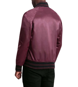Veste de baseball en satin personnalisée de haute qualité pour hommes, en polyester et soie, style varsity, bomber, avec logo. - Product Image 2