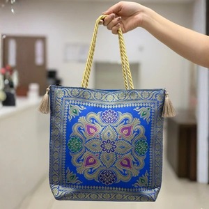 Premium Quality Royal Blue Banarasi Medallion Tote Bag Available for Affordable Price from India - Product Image 3