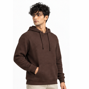 Sweat à capuche gaufré pour homme, pull thermique personnalisé à manches longues, décontracté, streetwear d'hiver, vêtements de sport, vente en gros - Product Image 5