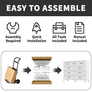 Cassettiera Alta in Metallo Bianco con 9 Cassetti a Scorrimento Fluido, Mobile Salvaspazio per Camera da Letto e Soggiorno - Product Image 6