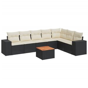 Set Divano da Giardino Nero e Bianco Crema - Product Image 2
