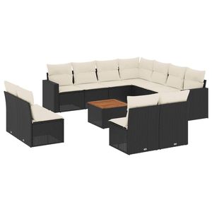 Grand ensemble de canapés de jardin modulaires en rotin PE noir, élégant et durable, mobilier d'extérieur - Product Image 2