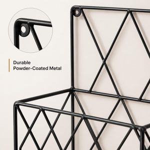 Black Metal <b>Wall</b> Mounted Newspaper Magazine Holder Iron <b>Wire</b> <b>Storage</b> Basket <b>Rack</b> for Home Office Living Room - Product Image 4