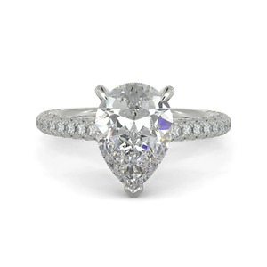 IGI Certified 2CT Pear Cut Lab Grown Diamond <b>Ring</b> 18K White Gold | Luxury Bridal Engagement <b>Ring</b> | Pave Band Wholesale Manufac - Product Image 1