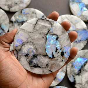 Venta al por mayor de cristales de piedra de ágata natural, piedra preciosa curativa, Ágata a granel, posavasos de piedra lunar arcoíris llamativo a la venta - Product Image 1