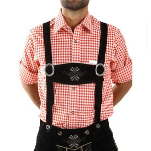 กางเกงหนังบาวาเรียนสำหรับผู้ชาย สีน้ำตาล ผ้าแคนวาสวินเทจ ปักลาย ปรับแต่งสีได้ ราคาประหยัด - Product Image 5