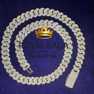 Chaîne cubaine Hip Hop en argent 925 plaqué or 10 mm avec collier en moissanite pour homme et femme – Cadeau - Product Image 2