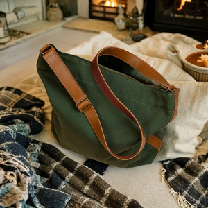 Sac fourre-tout en cuir et toile, décontracté, imperméable, brodé, sac à bandoulière, sac de voyage, sac de travail, sac de shopping, grande capacité, LCTB-0064 - Product Image 2