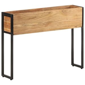 Vase de sol carré moderne en bois avec support en métal noir pour l'affichage floral, design minimaliste, Linea Exports Inc LE-MW0004 - Product Image 3