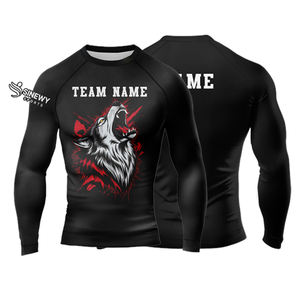 Rashguard MMA personnalisé uni à manches longues respirant unisexe en Spandex/Polyester pour la vente en gros – Créez votre propre rashguard noir - Product Image 3