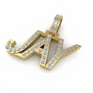 Trendy 10K <b>Solid</b> <b>Gold</b> Personalized Block Script Bling Letter Nameplate Necklace Moissanite Diamond Custom Fine <b>Pendants</b> & Charms - Product Image 1