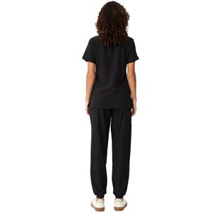 Ensemble de blouses médicales unisexes, uniforme d'infirmière d'hôpital, haut à col en V, pantalon de jogging, tricoté en poly-rayonne élasthanne, extensible dans les 4 sens, sans couture - Product Image 4