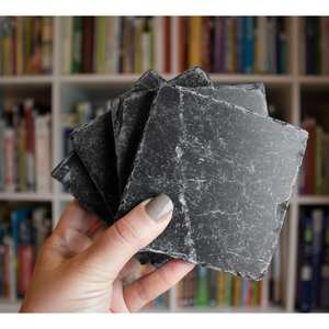 Sous-verres en marbre naturel absorbant avec support en liège, lot de quatre, cadeau de mariage - Product Image 6