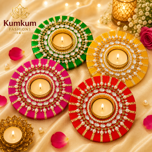Portavelas de Cristal y Metal Hecho a Mano en India, Decoración para el Hogar, Regalos para Bodas, Fiestas, Navidad, Diwali, Diya - Product Image 3