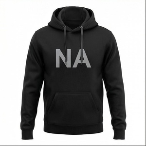 Sweat-shirt décontracté pour homme, noir, avec imprimé NA, poche avant, coupe classique, pour l'automne - Product Image 1