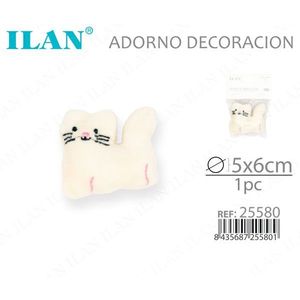 Cuscino decorativo Ilan White Cat 15x6 cm, morbido cuscino in peluche per la decorazione della casa - Product Image 3