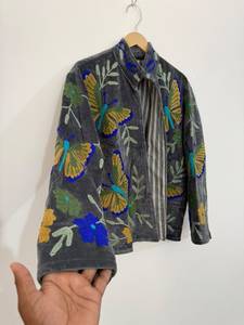 Wholesale Handmade <b>Velvet</b> Embroidered Boho <b>Jacket</b> Custom Embroidery for Men <b>Women</b> | Colorful Floral Butterfly Design - Product Image 3