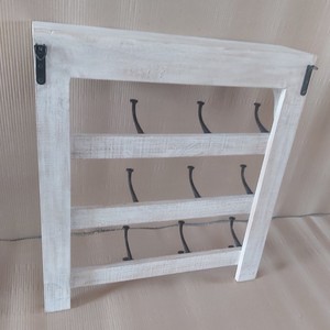 Handcrafted Mango Wood <b>Wall</b> Coat Rack with Iron <b>Hooks</b> - Rustic Home Decor - Product Image 3