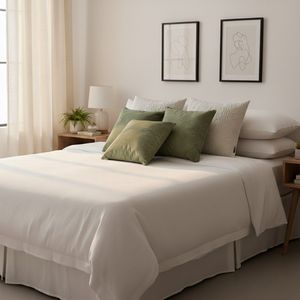 Juego de 5 Fundas de Almohada Decorativas SOGA, Color Verde Salvia, Terciopelo, con Cubierta de Punto Trenzado Crema - Product Image 6