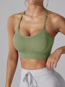 Sujetador deportivo sin costuras Push Up – Top corto de fitness con tiras y corte bajo para yoga y running - Product Image 1