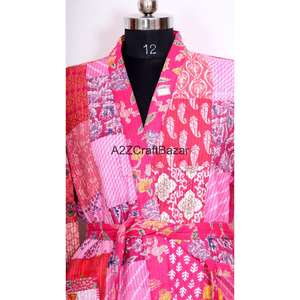 Kimono Kantha Indio de Lujo, Hecho a Mano, para Mujer, Pantalones Cortos, 100% Algodón, Secado Rápido, Suave y Transpirable, para Playa - Product Image 4