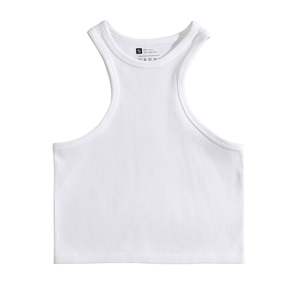 Custom Wholesale Women Sleeveless Ribbed Knit <b>Crop</b> Tank <b>Top</b> Solid Color Slim Fit <b>Sexy</b> High Street Casual Yoga <b>Top</b> - Product Image 2