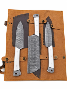 Juego de Cuchillos LEGACY BLADES de Acero de Damasco Hechos a Mano, 5 Piezas, Mango de Resina, Hoja Recta Pulida, Cuchillos de Chef Ambidiestros - Product Image 4
