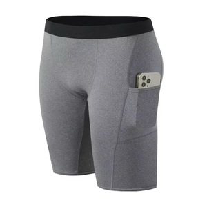 Men's <b>Mid</b> Waist Casual Shorts with Pockets Front Logo Breathable Quick Dry Spandex Polyester Knitted Solid Gray Elastic Waist - Product Image 1