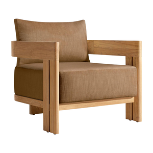 Sillón Minimalista de Madera Maciza con Asiento y Respaldo Acolchados para el Hogar - Product Image 1