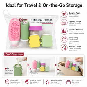 Portable cosmetic <b>containers</b> 5 piece camping <b>travel</b> toiletry bottle set - Product Image 2