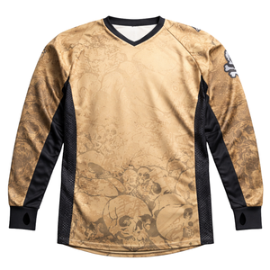 Camiseta Táctica de Paintball con Gráfico de Calavera Color Bronceado, Sublimada, Ropa Deportiva para Hombre, Transpirable, de Malla, con Orificios para Pulgares en las Puños - Product Image 2