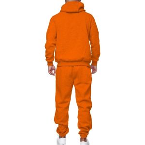Ensemble de survêtement en molleton orange personnalisé pour homme, ensemble de jogging à capuche pour l'hiver, pour la salle de sport, l'entraînement, la course à pied, le streetwear décontracté - Product Image 2