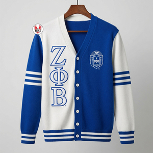 Cardigans en acrylique brodés pour femmes de la sororité Zeta Phi Beta |   Cardigan d'hiver décontracté personnalisé pour femmes brodé ZPB Sorority - Product Image 1