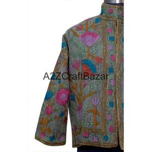 Chaqueta Ecológica Bordada a Mano con Diseño Floral, de Algodón de Secado Rápido y Transpirable, Cuello en V, Estilo Vintage Suzani, para Uso Casual en Invierno - Product Image 2