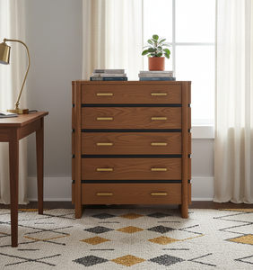 <b>5</b>-drawer Modern Eco-Friendly Chest Mango Bed <b>Frame</b> Bedroom Indoor Premium Quality Handcrafted OEM ODM Home Furniture Custom - Product Image 4