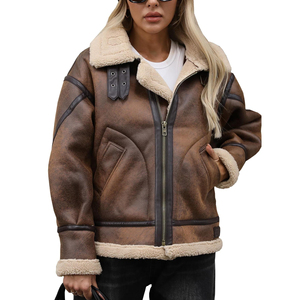 Veste de moto en cuir d'agneau véritable teint sur mesure OEM, manteau d'hiver épais pour femmes, doublure en soie, haute qualité, séchage rapide - Product Image 2