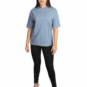 T-shirt court bleu oversize pour femme, coupe classique, décontracté, printemps, doux, respirant, écologique, basique, tendance - Product Image 6