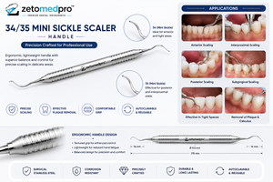 เครื่องมือขูดหินปูนแบบมินิ รุ่น 34/35 ยี่ห้อ Premium Dental ผลิตจากสแตนเลสสตีล สำหรับงานทันตกรรมปริทันต์ ระดับมืออาชีพ OEM Zetomed Pro - Product Image 4