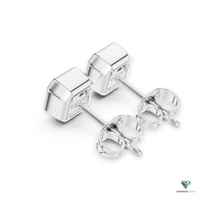 2.50 TCW White <b>Gold</b> Asscher Cut Lab Grown Diamond <b>Pendant</b> and Earring Set in 18K <b>Solid</b> <b>Gold</b> Bezel Set Geometric Fine Jewelry Set - Product Image 3