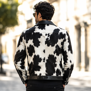 Wholesale LEATHER SPOT High Quality Cow Hair Leather Breathable Zipper Closure Genuine Leather Plaid Casual <b>Summer</b> <b>Men's</b> <b>Jacket</b> - Product Image 3