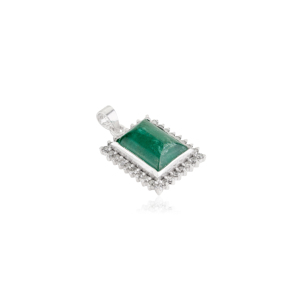 Handmade 925 Sterling Silver 100% Genuine <b>Emerald</b> Gemstone & Diamond Cluster <b>Pendant</b> For Women's Fine Jewelry - Product Image 3