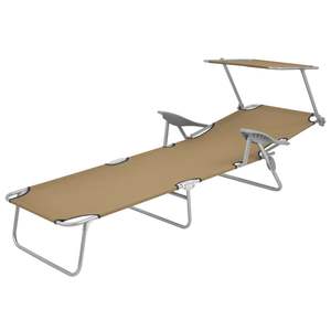 Chaise longue moyenne avec tissu Oxford taupe et acier thermolaqué - Chaises longues - Product Image 2