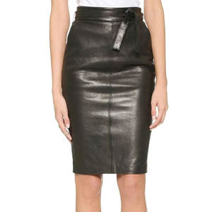 Jupe en similicuir noir pour femme, nouvelle collection, personnalisable, sexy, décontractée, avec ceinture décorative, style fétiche, brodée, naturelle, pour la vente en gros - Product Image 1