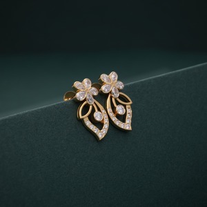 22K Solid Yellow Gold IGI Certified Lab Grown Diamond <b>Cuff</b> <b>Earrings</b> Women Bridal Indian Fine Jewelry - Product Image 3