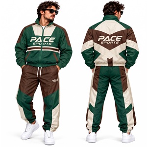 mens forest green <b>grey</b> cream <b>jacket</b> and pant set color block windbreaker zipper <b>jacket</b> patchwork panel track pant training suit - Product Image 3