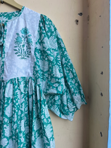 Robe longue décontractée à motif floral en coton brodé, imprimé au bloc, avec pompons, pour femme – Cadeau pour elle - Product Image 2