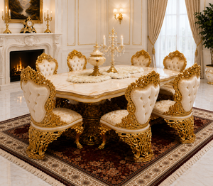 Maharaja Palace 10-Seater Luxurious Golden Wooden Dining <b>Table</b> Antique Design Solid <b>Wood</b> Dining Chair Furniture <b>Top</b> Selling - Product Image 4