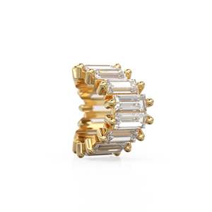 Diamante Natural, Tiara de Oro de 14k con Cuentas Baguette / Cuentas Europeas de Diamante / Cuentas Rondelle de Diamante / Adorno de Diamante de Oro Sólido - Product Image 1